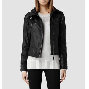EUC All Saints Belvedere Leather Biker Jacket (Black 4)